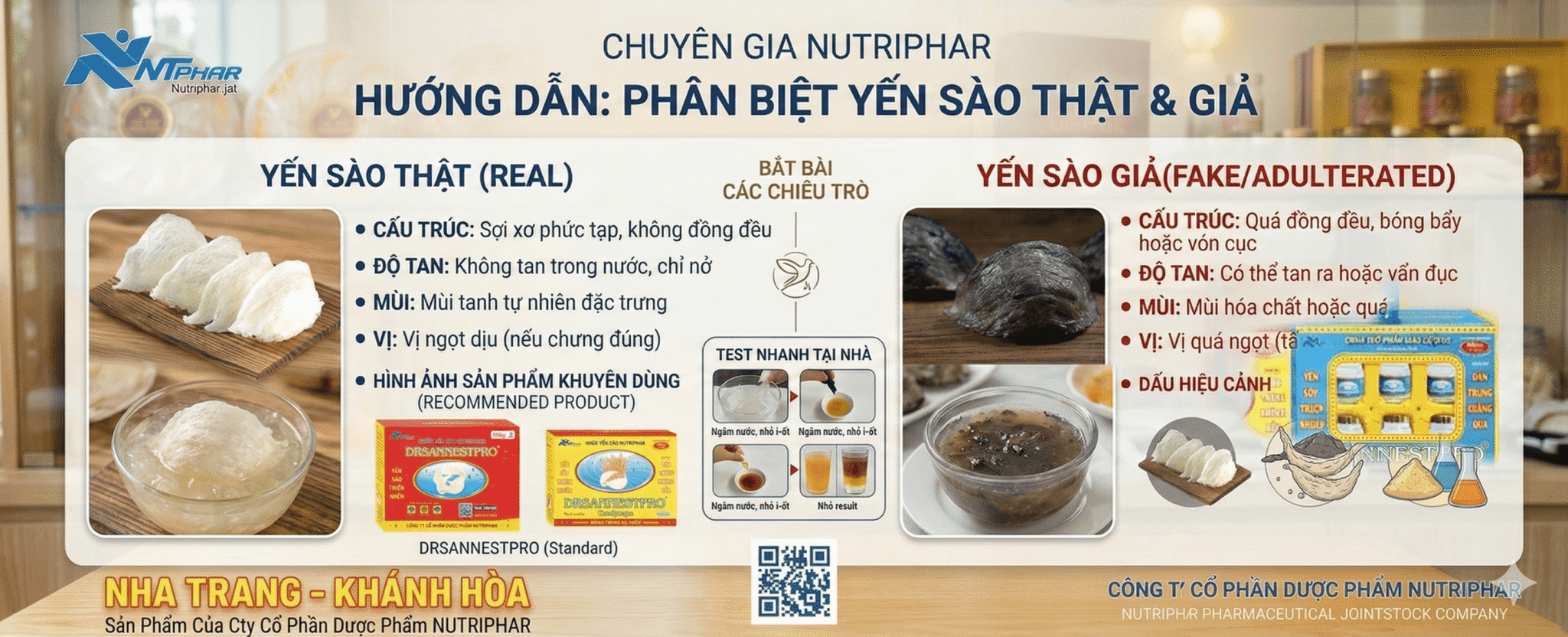 Phân biệt yến sào thật giả tại nhà – Yến sào Nutriphar